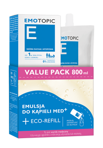 EMOTOPIC ZESTAW VALUE PACK 800 ml EMULSJA DO KĄPIELI MED+ 400 ml + ECO-REFILL 400 ml
